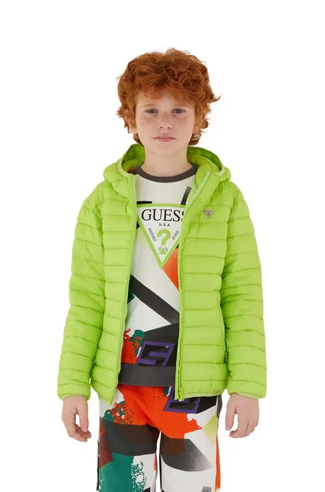 Παιδικό μπουφάν Guess χρώμα: πράσινο