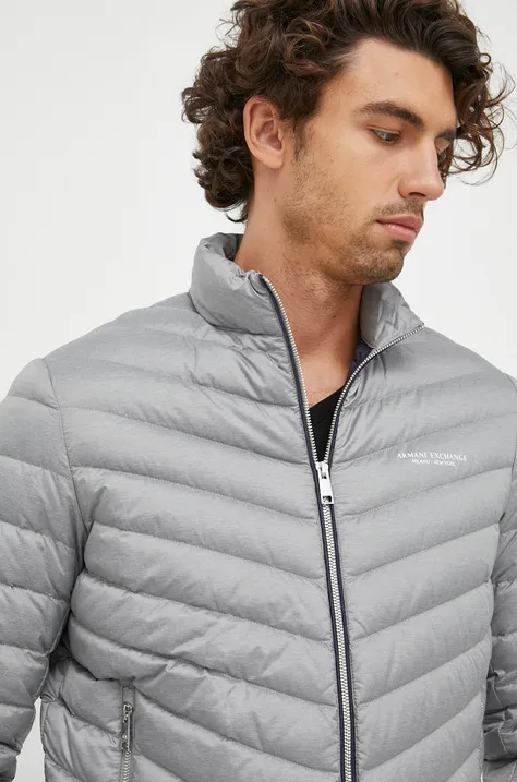 Пухова куртка Armani Exchange чоловіча колір сірий зимова