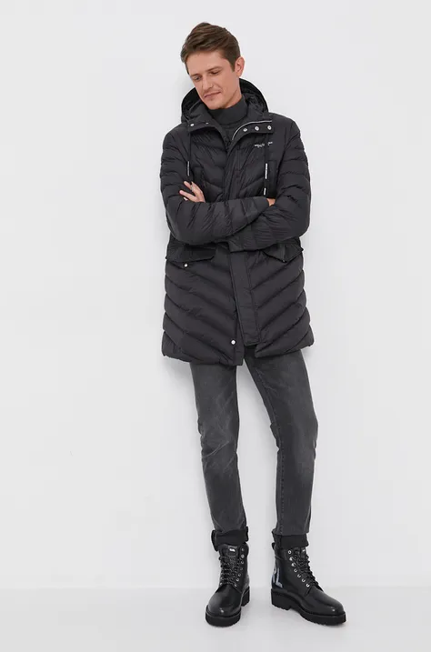 Péřová bunda Armani Exchange pánská, černá barva, zimní