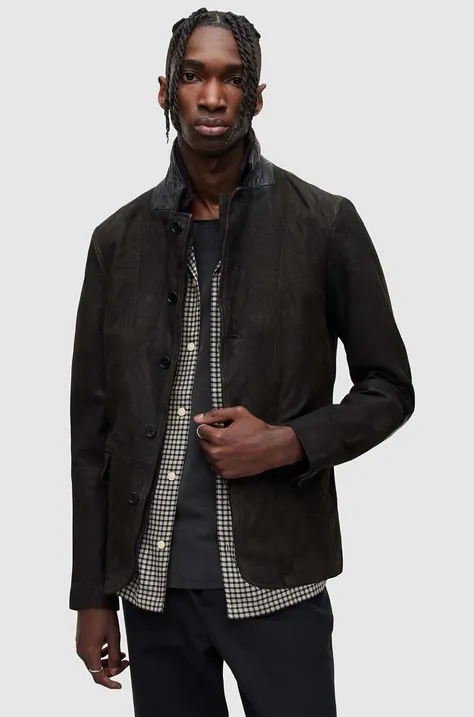 Замшевая куртка AllSaints мужская цвет серый переходная