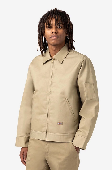 Bunda Dickies Lined Eisenhower DK0A4XK4KHK-beige, pánska, béžová farba, prechodná, DK0A4XK4KHK