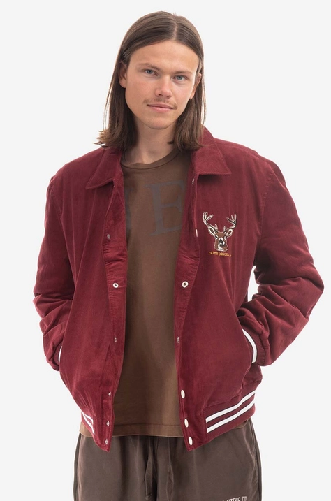 Guess Originals kurtka bomber x Simon Corduroy męski kolor czerwony przejściowa M2BL07.WEUW0-F82E