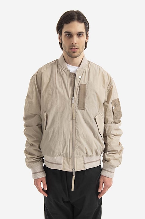 Куртка-бомбер Tom Wood Purth Bomber Patched чоловічий колір бежевий перехідна 22203.033-BEIGE
