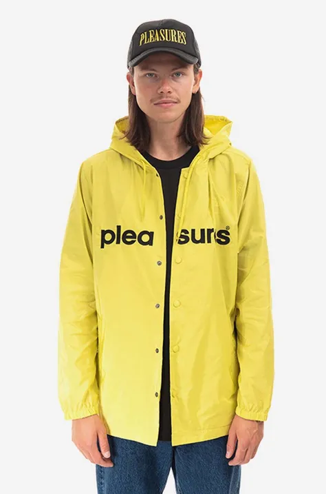 Nepromokavá bunda PLEASURES Keys Coaches Jacket pánská, žlutá barva, přechodná, P22F015