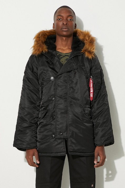 Jakna Alpha Industries N3B za muškarce, boja: crna, za zimu, 100106.03-black