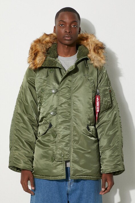 Alpha Industries kurtka N3B męska kolor zielony zimowa 100106.01