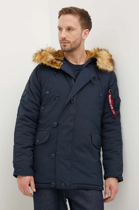 Jakna Alpha Industries Explorer za muškarce, boja: tamno plava, za zimu, 193128.07-navy