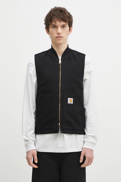 Памучен елек Carhartt WIP в черно преходен модел