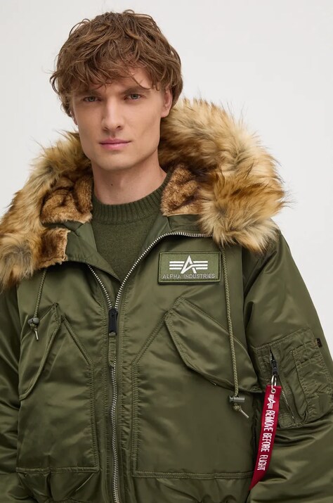 Alpha Industries geacă 45P Hooded Custom bărbați, culoarea verde, de iarnă 113145.257-green