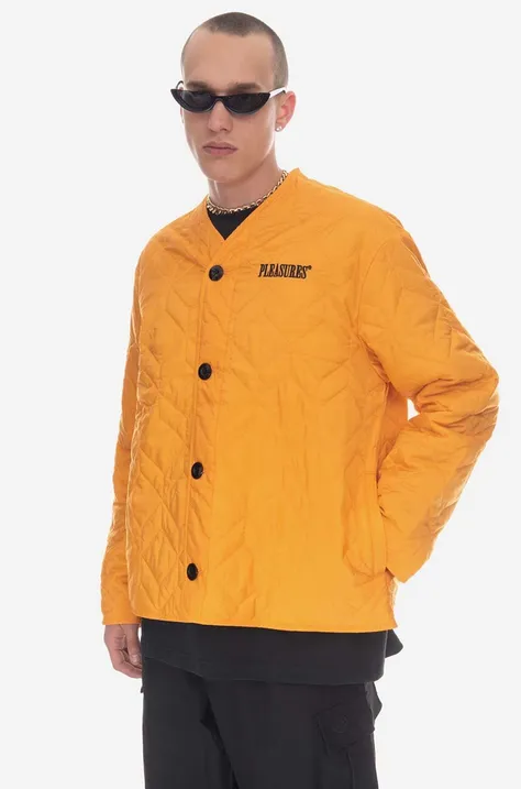 Bunda PLEASURES Lasting Liner Jacket pánská, oranžová barva, přechodná, P23SP001-ORANGE
