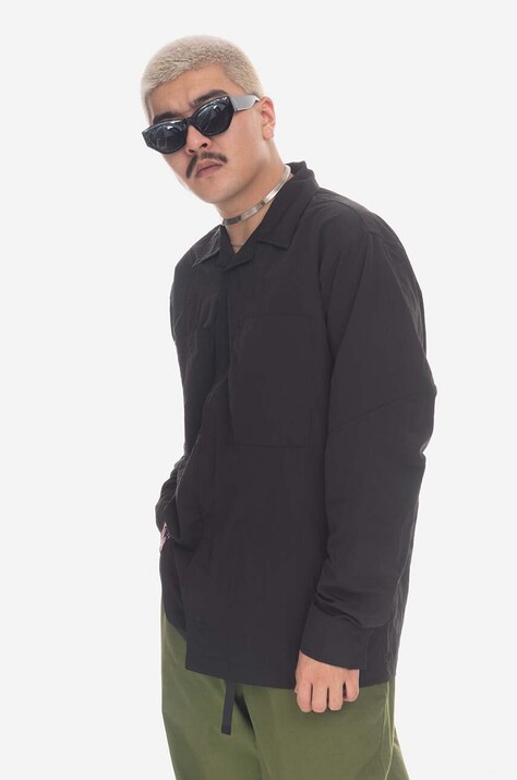 PLEASURES koszula Stare Long Sleeve Overshirt męska kolor czarny relaxed P23SP013-BLACK