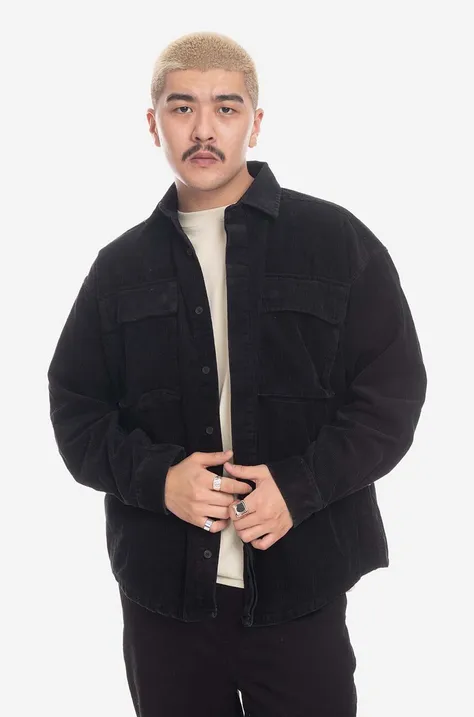 Taikan geacă din velur Shirt Jacket culoarea negru, de tranziție TK0002.BLKCRD-BLKCRD