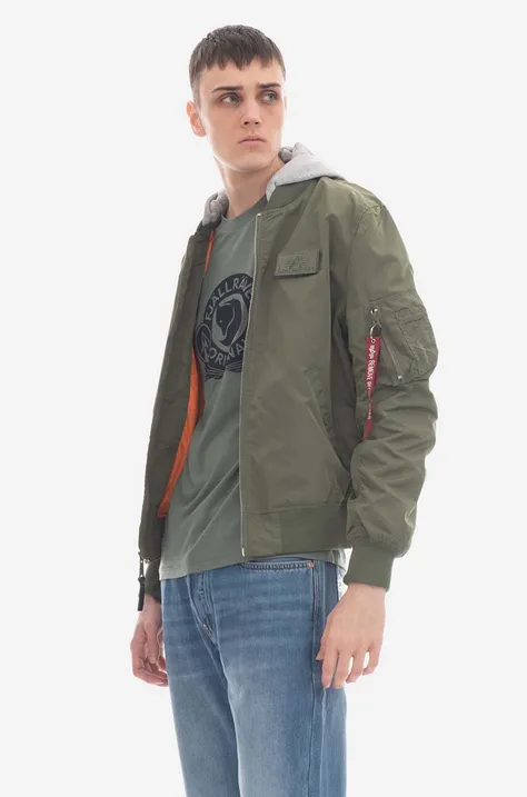 Alpha Industries kurtka MA-1 TT Hood BP Ref. 106103 01 męska kolor zielony przejściowa 106103.01-ZIELONY