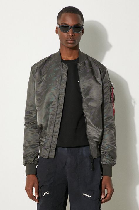 Αναστρέψιμο μπουφάν bomber Alpha Industries MA-1 LW AOP Rainbow ανδρικό, χρώμα: γκρι F30