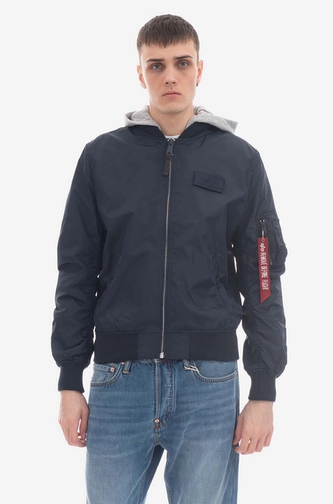 Bunda Alpha Industries MA-1 TT Hood BP Ref. 106103 07 pánska, tmavomodrá farba, prechodná