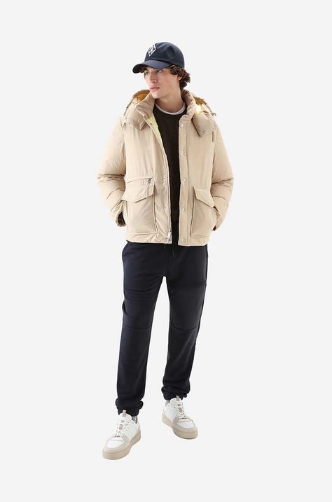 Μπουφάν με επένδυση από πούπουλα Woolrich Eco Aleutian ανδρικό, χρώμα: μπεζ F30