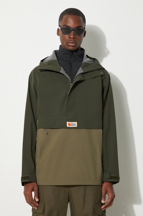 Fjallraven geacă de ploaie Vardag Hydratic Anorak bărbați, culoarea verde, de tranziție F86688 84773