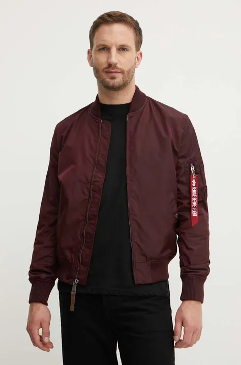 Куртка-бомбер Alpha Industries чоловічий колір бордовий перехідна