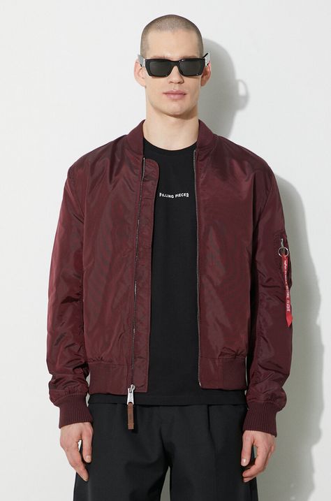 Alpha Industries geacă bomber bărbați, culoarea bordo, de tranziție