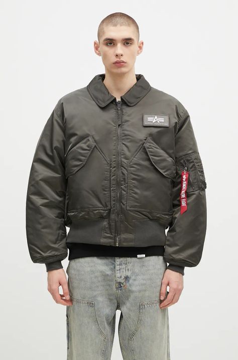 Bunda Alpha Industries pánská, zelená barva, přechodná, oversize