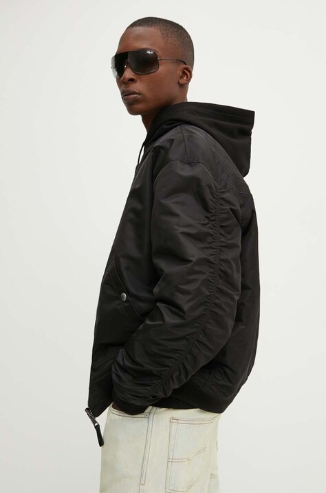 Diesel geaca bomber cu doua fete J-HELD barbati, culoarea negru, de tranzitie, oversize, A14408.0HCAS