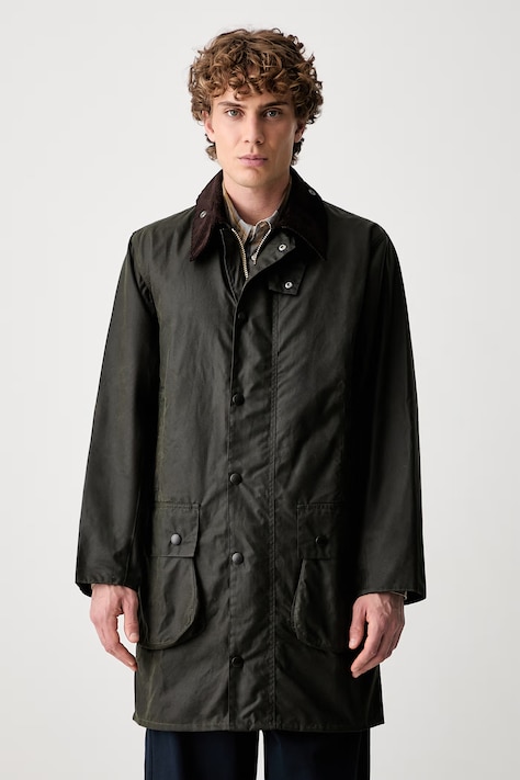 Barbour jachetă lungă bărbătească din bumbac verde MWX0008