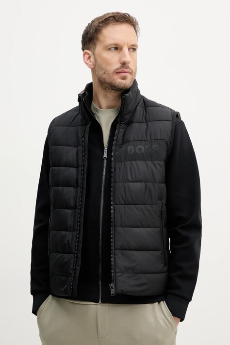 BOSS vesta barbati, culoarea negru, de tranzitie, 50518375