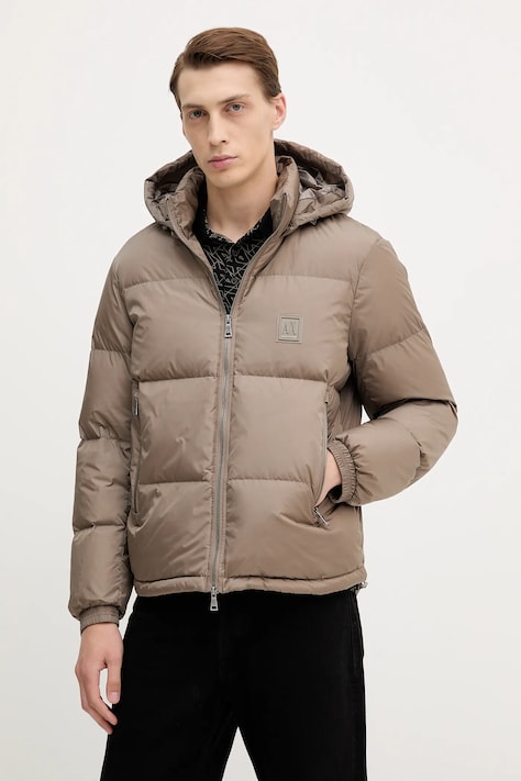 Armani Exchange geacă de puf culoarea maro, de iarnă, XM000348 AF12286