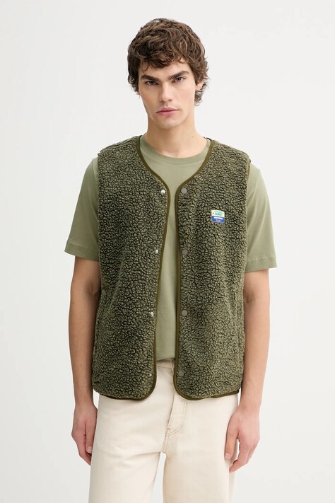 American Vintage bezrękawnik kolor zielony przejściowy MHOK16A