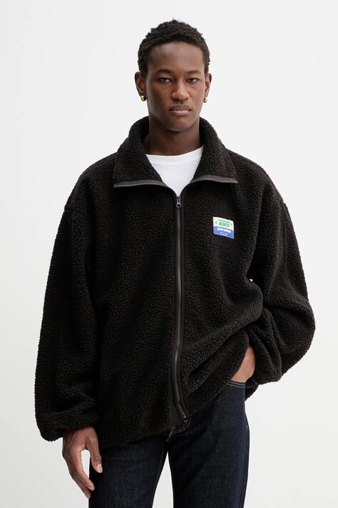 American Vintage bluza polarowa kolor brązowy gładka MHOK17A