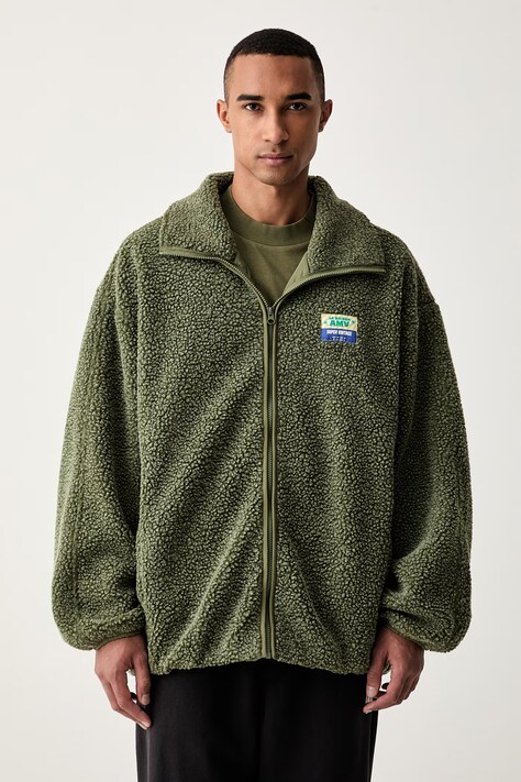 American Vintage bluza rozpinana męska polarowa zielona MHOK17A