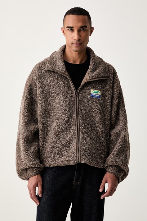 American Vintage bluza rozpinana męska polarowa brązowa MHOK17A