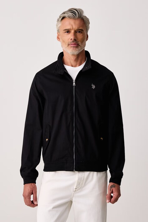 U.S. Polo Assn. Kurtka przejściowa męska bawełniana Harrington czarna MUP3260