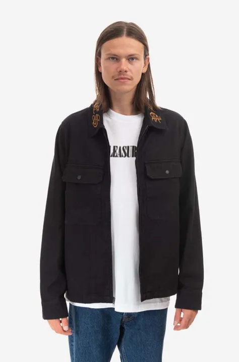 Джинсова куртка PLEASURES колір чорний перехідна P22F029-GREEN