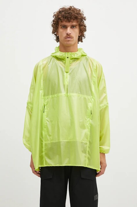 Rains kurtka przeciwdeszczowa Ultralight Anorak 18880 kolor zielony przejściowa oversize 18880.REFLELIME