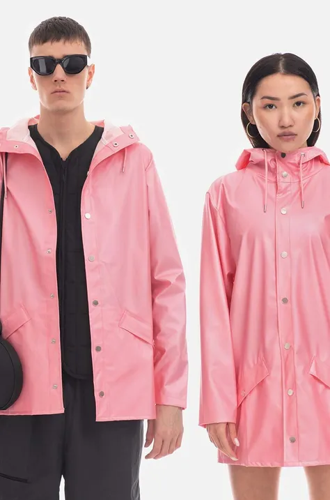 Bunda Rains Essential Jacket 12010-PINK.SKY, ružová farba, prechodná, oversize