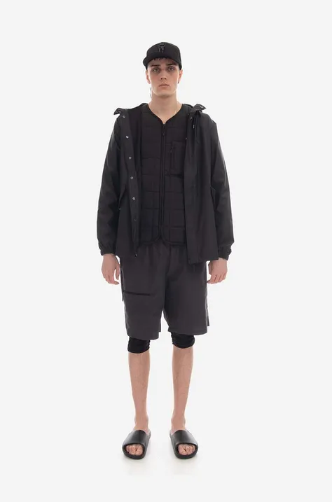 Яке Rains Fishtail Jacket в черно преходен модел с уголемена кройка