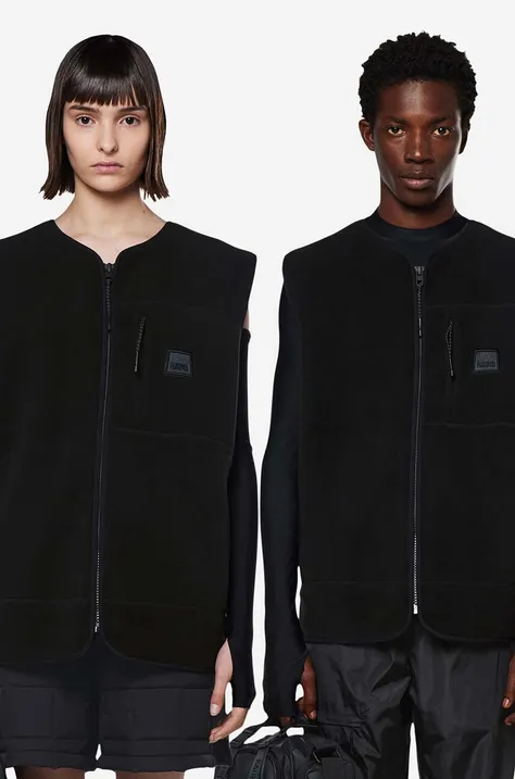 Αμάνικο μπουφάν Rains Fleece Vest χρώμα: μαύρο