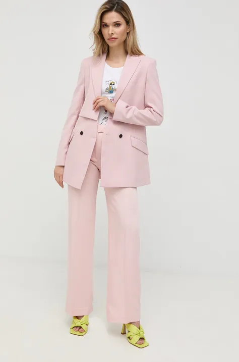 Sako Karl Lagerfeld boja: ružičasta, dvoredno zakopčavanje, bez uzorka