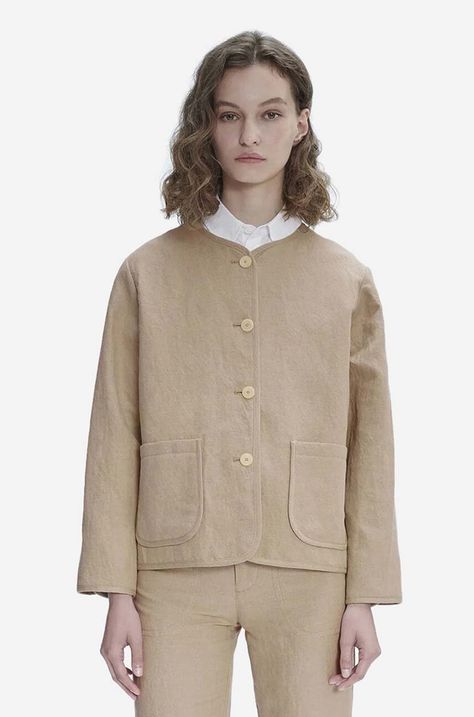 Λινό πανωφόρι A.P.C. χρώμα: μπεζ F3LIAEO-F02803 BEIGE