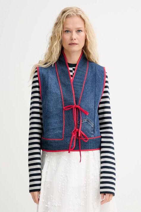 Telovnik Renewed creative upcycling mornarsko modra barva, Renewed INTU x Answear