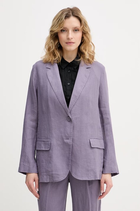 United Colors of Benetton marynarka jednorzędowa damska lniana różowa 2AGHDW00R