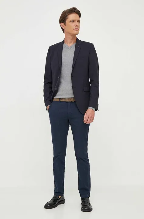 Volnen suknjič Karl Lagerfeld mornarsko modra barva