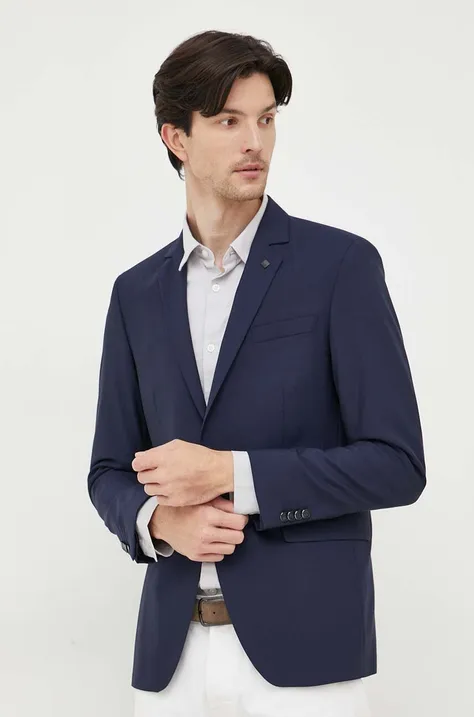 Μάλλινο μπουφάν Karl Lagerfeld χρώμα: ναυτικό μπλε