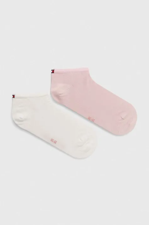 Nogavice Tommy Hilfiger 2-pack ženske, roza barva, 343024001