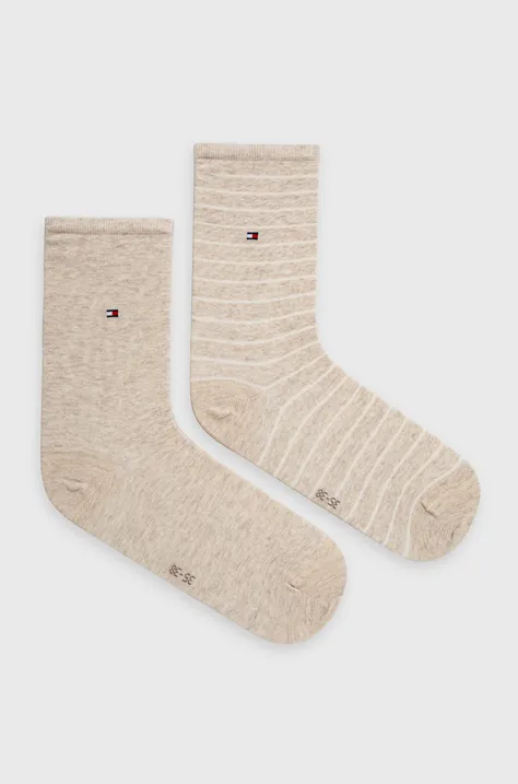 Шкарпетки Tommy Hilfiger (2 pack) жіночі колір бежевий