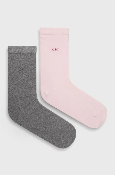 Ponožky Calvin Klein (2-pak) dámske, ružová farba, 701218769