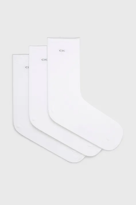 Ponožky Calvin Klein (3-pak) dámske, biela farba, 701218770