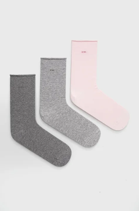 Ponožky Calvin Klein (3-pak) dámske, ružová farba, 701218770