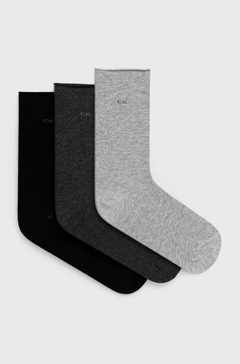 Calvin Klein κάλτσες (3-pack) γυναικείες, χρώμα: γκρι